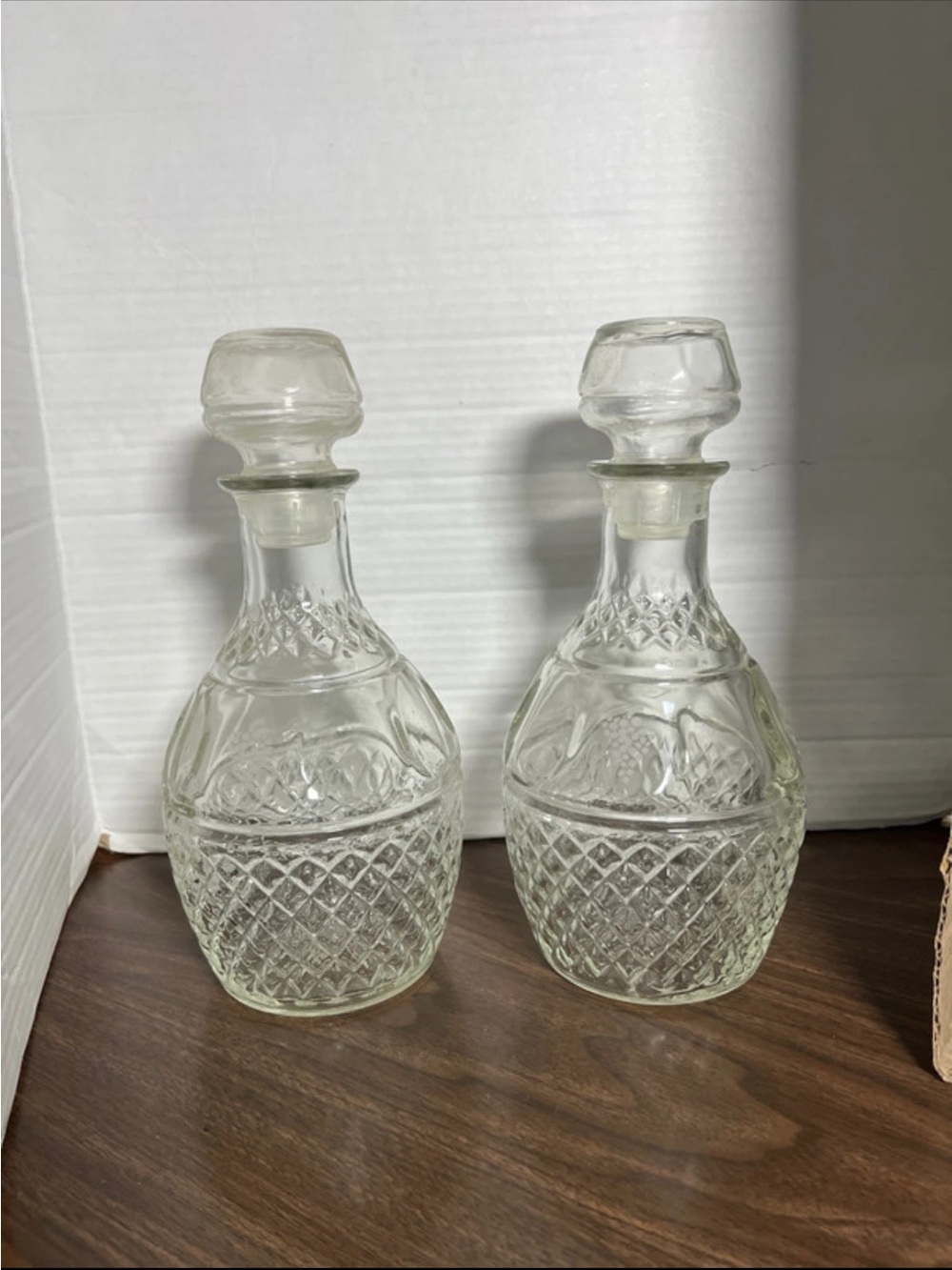 Vintage  Glass Decanters with Stoppers - Pair